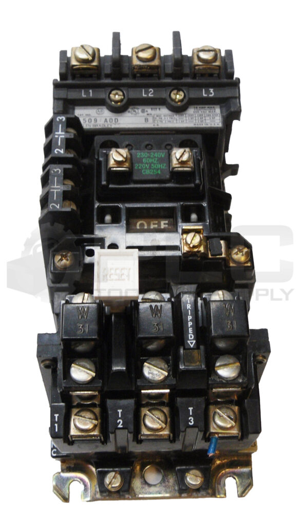 ALLEN BRADLEY 509-AOD /B CONTACTOR W/ CB254 W/ 42185-800-01 W/ W31