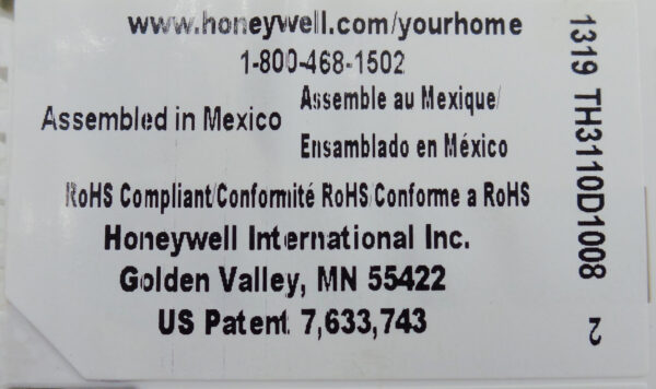 HONEYWELL 1319 TH3110D1008 THERMOSTAT NON-PROGRAMMABLE PRO DIGITAL - Image 8