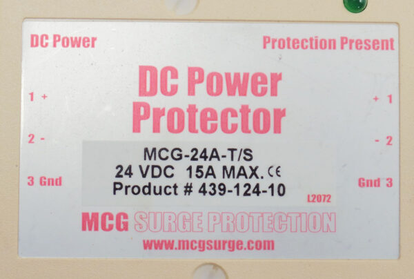 MCG SURGE PROTECTION 439-124-10 DC POWER PROTECTOR MCG-24A-T/S 24VDC 15A MAX - Image 4