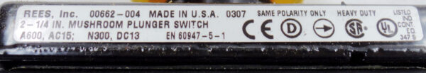 NEW REES 00662-004 MUSHROOM PLUNGER 2 1/4 INCH CONTACT RATING: 1.1/6 120A *READ* - Image 11