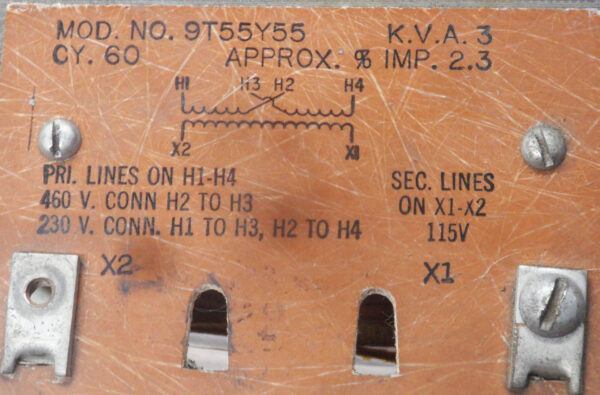 GENERAL ELECTRIC 9T55Y55 TRANSFORMER 3KVA 60CYC 115-230/460V 5500550048 COIL - Image 6