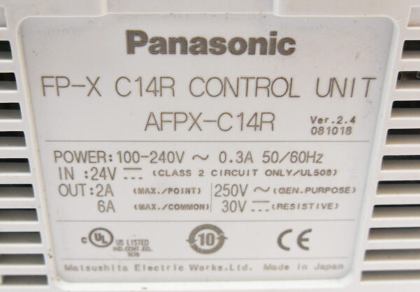 PANASONIC AFPX-C14R CONTROL UNIT 100-240V 50/60HZ 0.3A FP-X C14R - Image 6