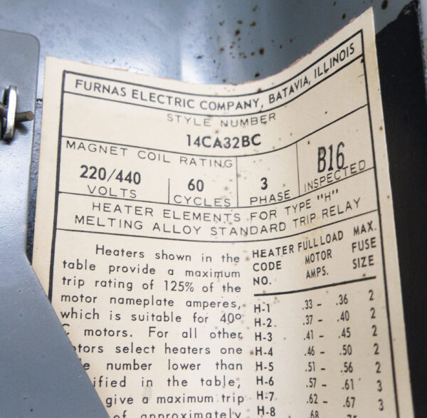 FURNAS 14CA32BC 3 PHASE MAGNETIC STARTER 220/440V 60HZ - Image 7