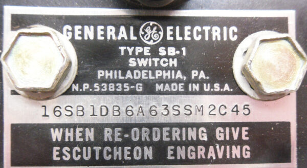 GENERAL ELECTRIC 16SB1DB6A63SSM2C45 TYPE SB-1 SWITCH - Image 6
