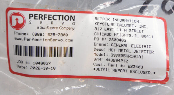 REPAIRED GENERAL ELECTRIC 3S7505HR101A1 HOT METAL DETECTOR - Image 8