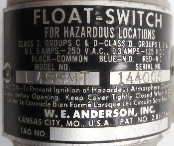 NEW W.E. ANDERSON L4SSMT FLOAT SWITCH 5A 250VAC 125VDC - Image 5