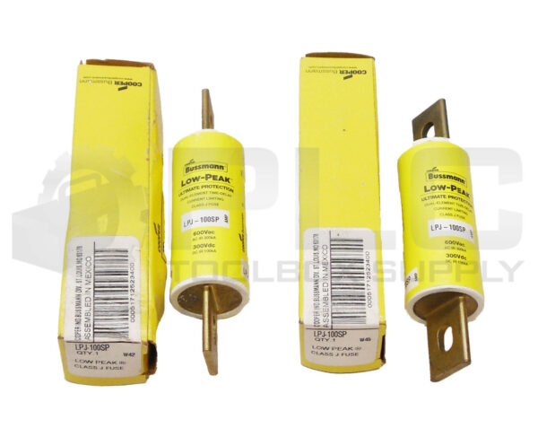 LOT OF 2 NEW BUSSMAN LPJ-100SP LOW PEAK FUSE 100A 600VAC 300VDC