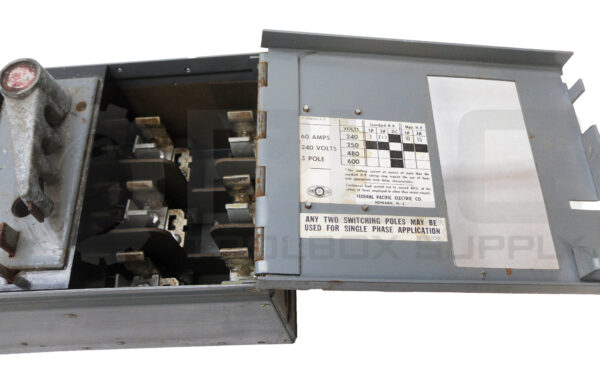 FEDERAL PACIFIC QMQB-6632 PANELBOARD SWITCH 60A 3POLE 240VAC 7-1/2HP - Image 6