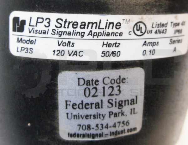 FEDERAL SIGNAL LP3S /A STREAMLINE STROBE LIGHT RED 120VAC 50/60HZ 0.10A - Image 4