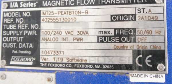 FOXBORO IMT25-PEATB10N-B MAGNETIC FLOW TRANSMITTER 100-240VAC 50/60HZ IMT25 - Image 5