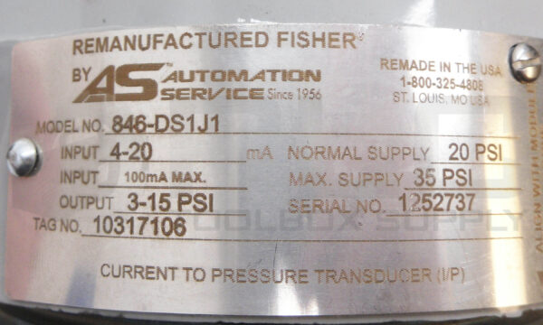 FISHER CONTROLS 846-DS1J1 CURRENT TO PRESSURE TRANSDUCER 35PSI - Image 6