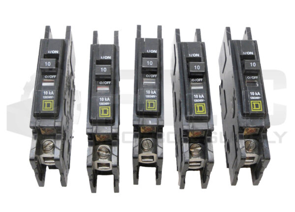 LOT OF 5 SQUARE D AD-6484 CIRCUIT BREAKER 1 POLE 10A 120-240VAC