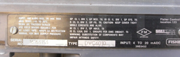 FISHER CONTROLS DVC6010 30VDC *PARTS ONLY* - Image 7