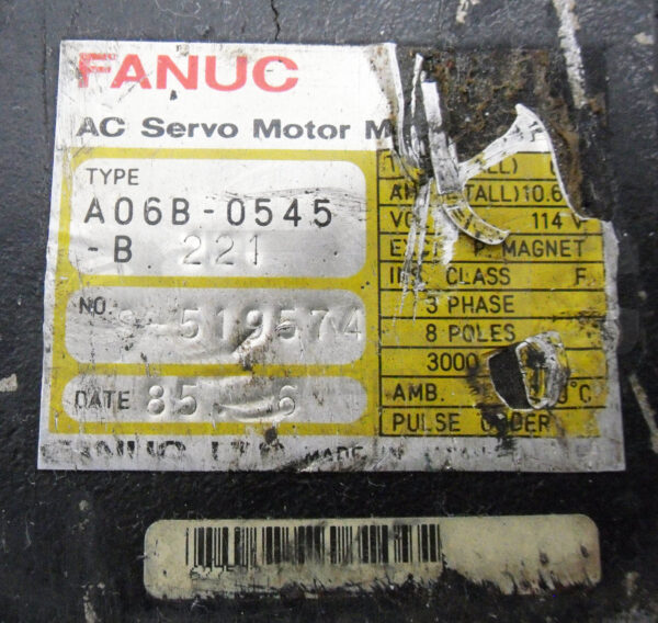 FANUC A06B-0545-B221 AC SERVO MOTOR *PARTS ONLY* - Image 7