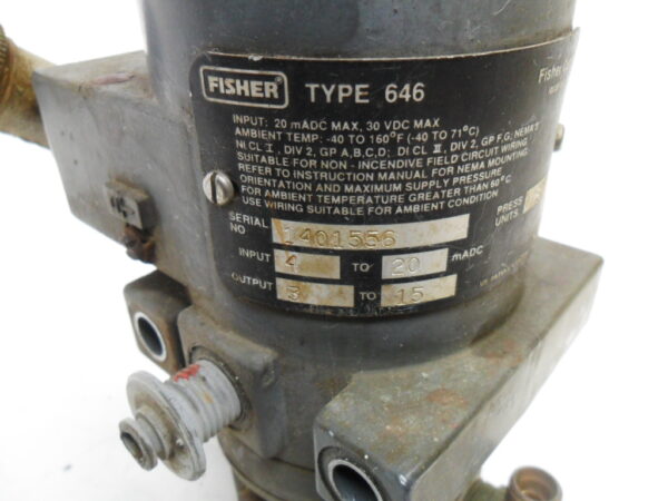 FISHER 646 PNEUMATIC TRANSDUCER 30VDC 50PSI - Image 5