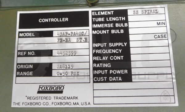 FOXBORO 43AP-PA42C/PB-BA CONTROLLER 0-50PSI - Image 6