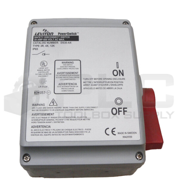 NEW LEVITON DS30-AX SAFETY DISCONNECT SWITCH 30A 600VAC *READ* - Image 2