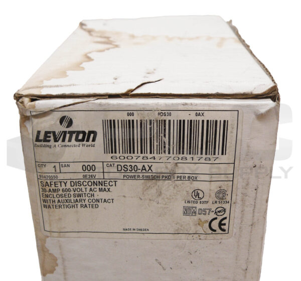 NEW LEVITON DS30-AX SAFETY DISCONNECT SWITCH 30A 600VAC *READ* - Image 6