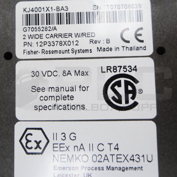 FISHER ROSEMOUNT KJ4001X1-BA3 2 WIDE CARRIER BASE MODULE W/ RED 12P3378X012 - Image 5