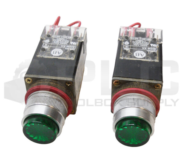 LOT OF 2 ALLEN BRADLEY 800MR-PT16 /D PUSH BUTTON W/ 800M-XA /B CONTACT BLOCK