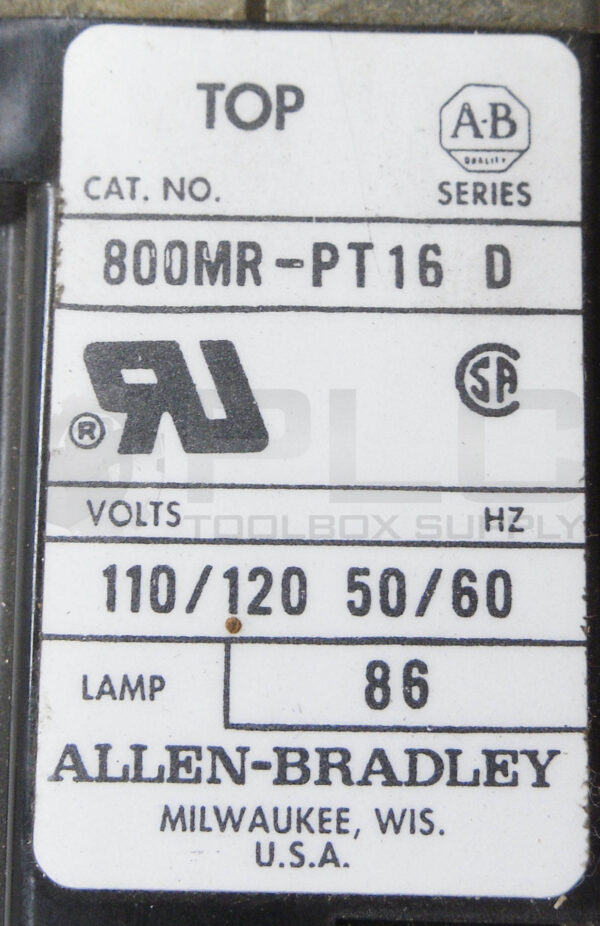 LOT OF 2 ALLEN BRADLEY 800MR-PT16 /D PUSH BUTTON W/ 800M-XA /B CONTACT BLOCK - Image 6