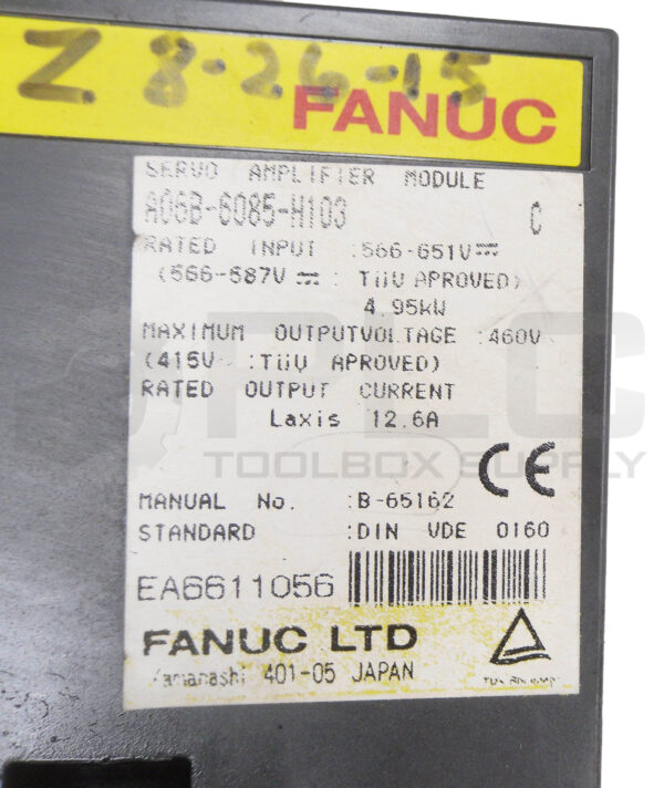 FANUC A06B-6085-H103 /C SERVO AMPLIFIER MODULE 566-651V 12.6A *READ*NO BATTERY - Image 6