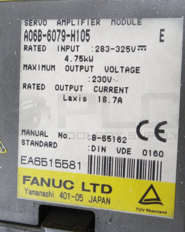 FANUC A06B-6079-H105 /E SERVO AMPLIFIER MODULE 283-325V 18.7A - Image 6