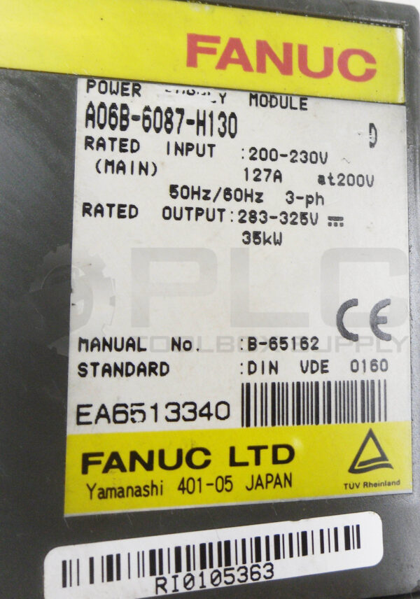 FANUC A06B-6087-H130 /D POWER SUPPLY MODULE 200-230V 127A - Image 5