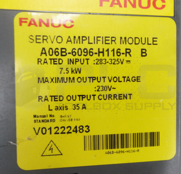 FANUC A06B-6096-H116-R /B SERVO AMPLIFIER MODULE 283-325V 35A *READ* - Image 6