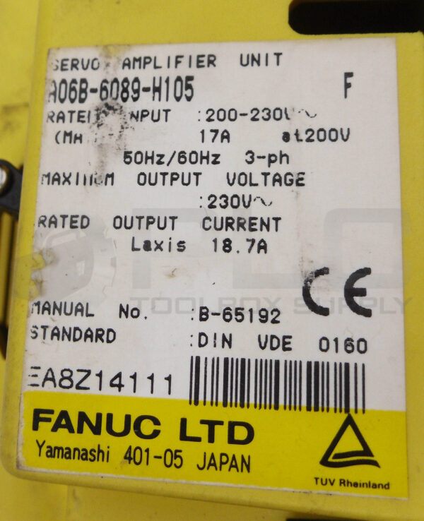 FANUC A06B-6089-H105 /F SERVO AMPLIFIER MODULE 200-230V 17A *READ* - Image 5