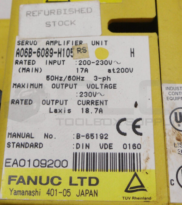 FANUC A06B-6089-H105 /H SERVO AMPLIFIER MODULE 200-230V 17A - Image 5