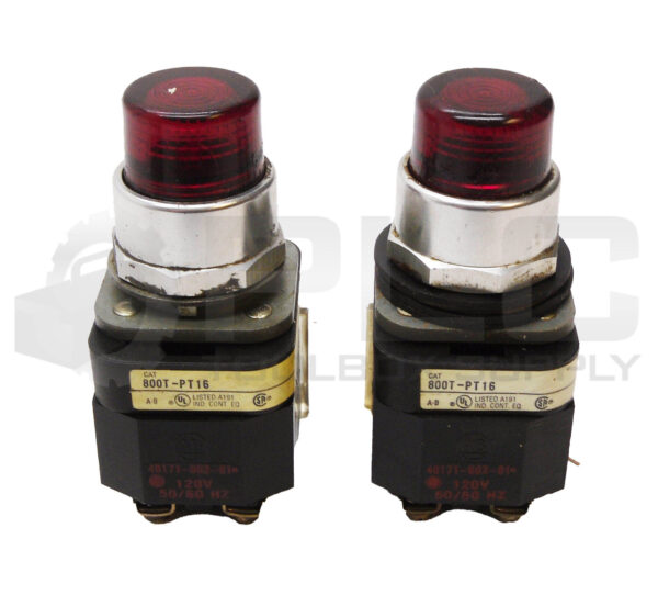 LOT OF 2 ALLEN BRADLEY 800T-PT16 /T PUSH BUTTON W/ 40171-002-01 W/ 800T-XA /D