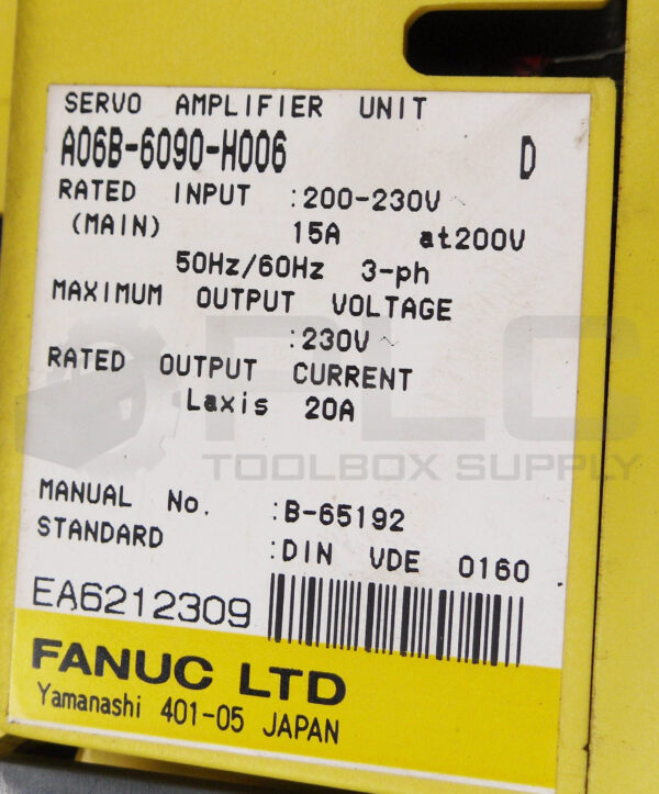 FANUC A06B-6090-H006 /D SERVO AMPLIFIER UNIT 200-230V 15A - Image 4