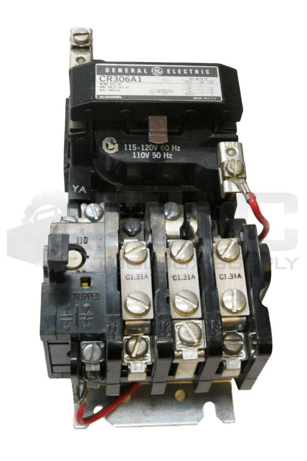 GENERAL ELECTRIC CR306A1 MOTOR STARTER 600VAC 9A W/ 15D21G002 /A COIL 110-120V