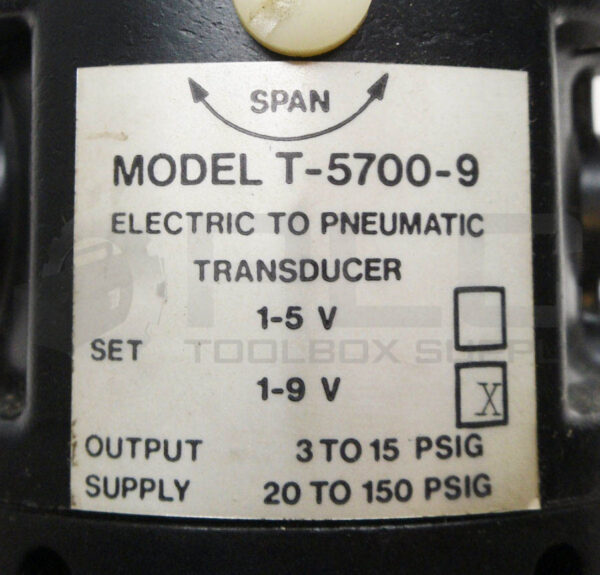 FAIRCHILD T-5700-9 ELECTRIC TO PNEUMATIC TRANSDUCER 150PSIG 1-9V - Image 5