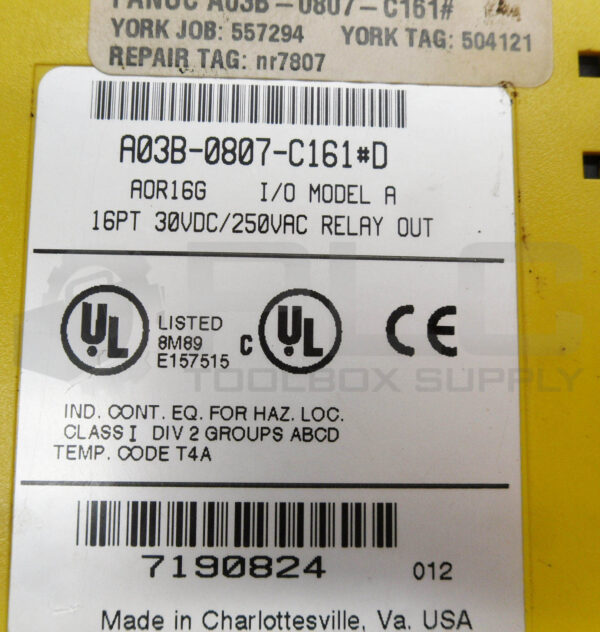 FANUC A03B-0807-C161#D /A I/O MODULE 16PT 30VDC 250VAC AOR16G A0R16G - Image 4