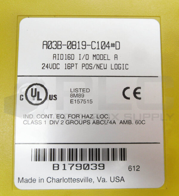 FANUC A03B-0819-C104#D /A I/O MODULE 24VDC 16PT AID16D - Image 4