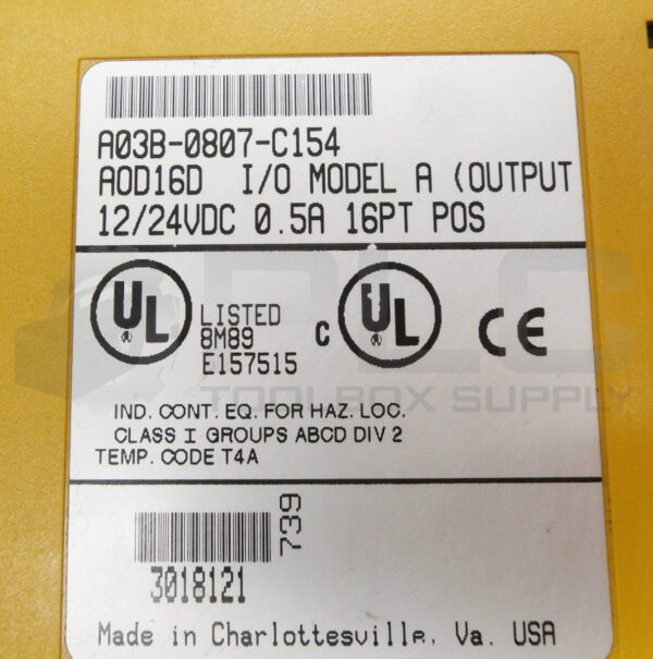 FANUC A03B-0807-C154 /A  OUTPUT MODULE 12-24VDC 0.5A 16PT AOD16D A0D16D - Image 5