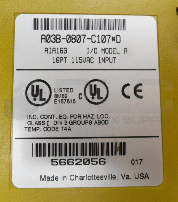 FANUC A03B-0807-C107#D I/O MODULE 16PT 115VAC AIA16G *READ* - Image 4