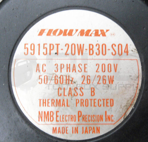 FLOWMAX 5915PT-20W-B30-S04 HIGH TEMPERATURE FAN 200V 50/60HZ - Image 4