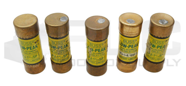 LOT OF 5 BUSSMANN LPJ-1 6/10SP LOW PEAK FUSE 1-6/10A 600VAC