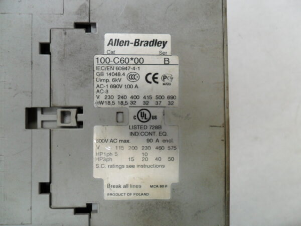 ALLEN BRADLEY 100-C60*00 /B CONTACTOR 600VAC 90A - Image 5