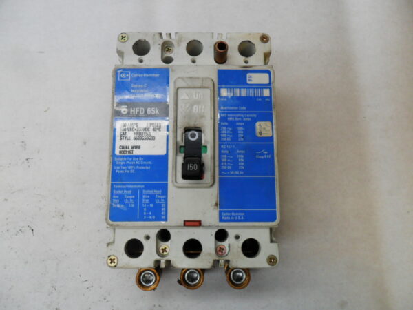 WESTINGHOUSE HFD3150L INDUSTRIAL CIRCUIT BREAKER 150A 600VAC 3 POLE - Image 2