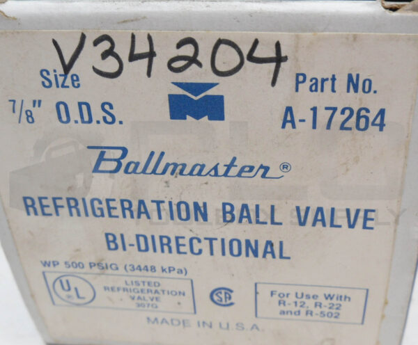 NEW MUELLER BRASS CO A-17264 REFRIGERATION BALL VALVE 7/8" ODS N-2325 *READ* - Image 5