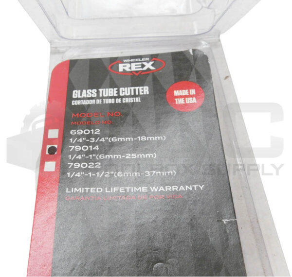 NEW WHEELER REX 79014 GLASS TUBE CUTTER 1/4" X 1" - Image 5