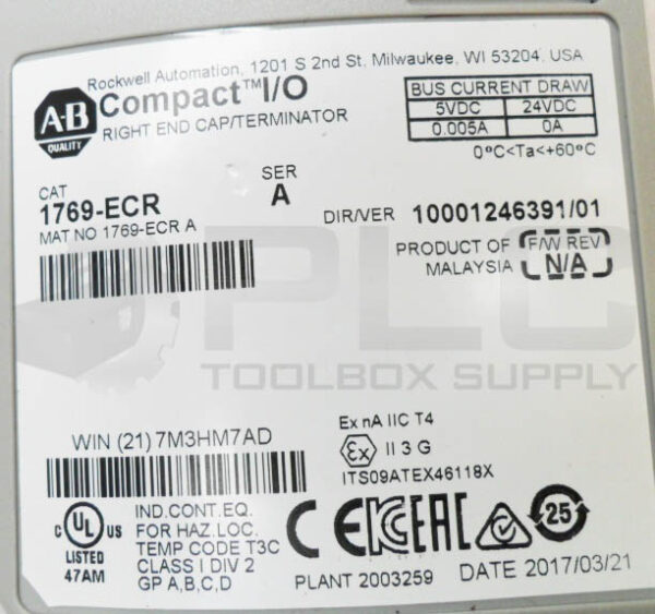 LOT OF 2 ALLEN BRADLEY 1769-ECR /A COMPACT /O RIGHT END CAP/ TERMINATOR 5-24VDC - Image 4