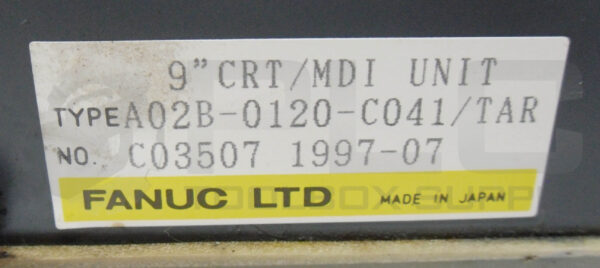 FANUC A02B-0120-C041/TAR 9" CRT/MDI UNIT OPERATOR PANEL - Image 8