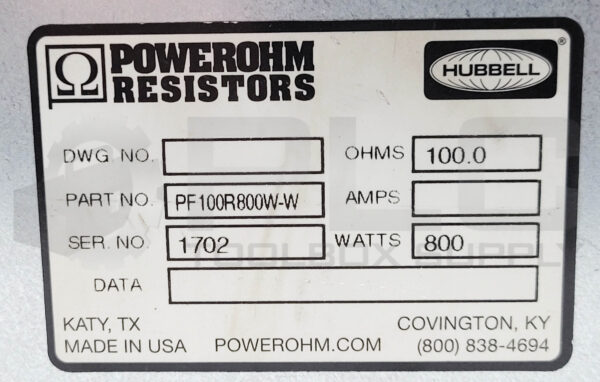 POWEROHM PF100R800W-W BRAKING RESISTOR 100 OHM 800W - Image 5