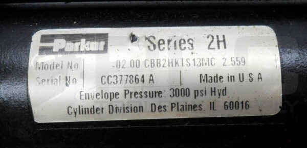 PARKER 02.00 CBB2HKTS13MC 2.559 PNEUMATIC CYLINDER SERIES 2H 3000PSI - Image 5