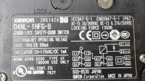 OMRON D4NL-1HFG-B GUARD LOCK SAFETY DOOR SWITCH 24VDC 10-115VAC - Image 5